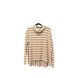 Time and Tru Women's Striped Cowlneck Long Sleeve Top Multicolor